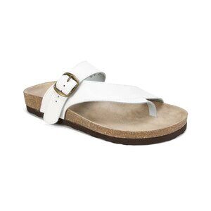 White Mountain Shoes Carly Women's Flat Sandal White Leather Size 7M